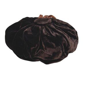 Vintage 1950's Women's Brown Velvet Hat Beret with Ribbon Tassel